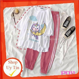 [Hàng Xịn] Set áo thun tay lửng quần kẻ 3 sọc, quần unisex 2 sọc P011-15