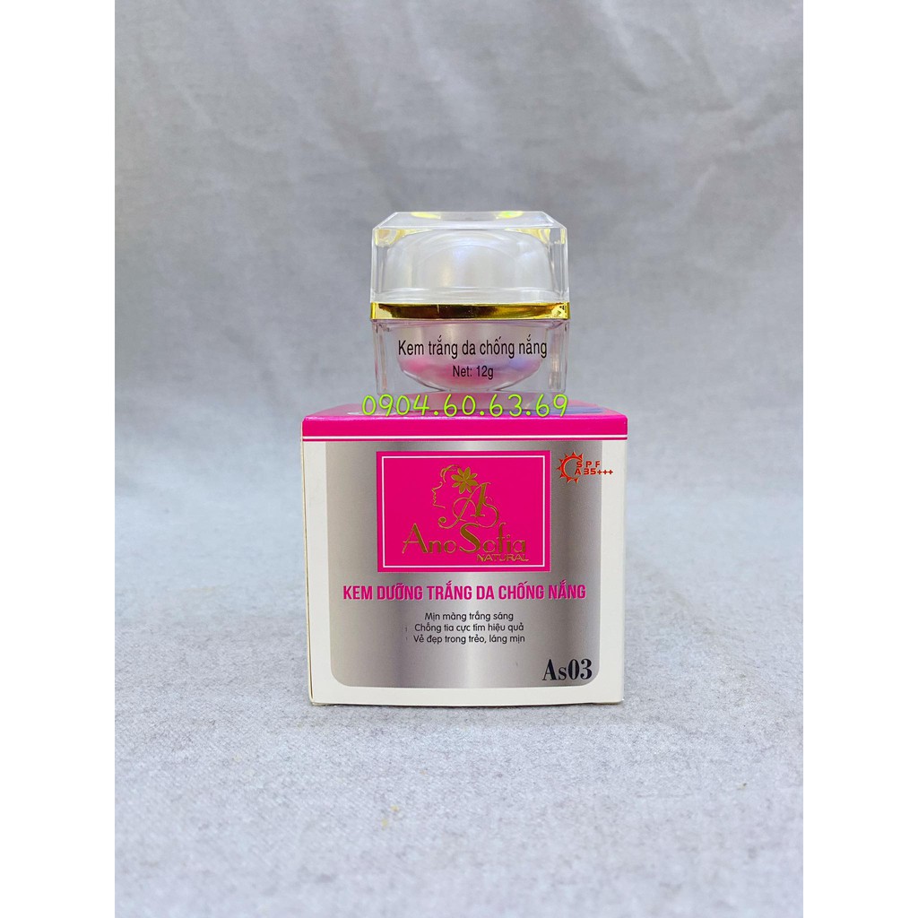 Kem Ano Sofia Natural AS03 12g Dưỡng Trắng Da Chống Nắng Anosofia