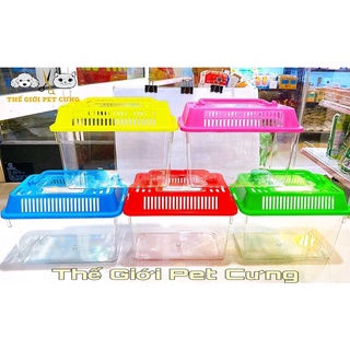 Hộp Mika xách Hamster thỏ bọ nhím sóc Chất Liệu Mica Trong Suốt