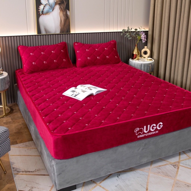 THẢM NỈ NHUNG UGG BO CHUN BỌC ĐỆM TẶNG KÈM 2 VỎ GỐI