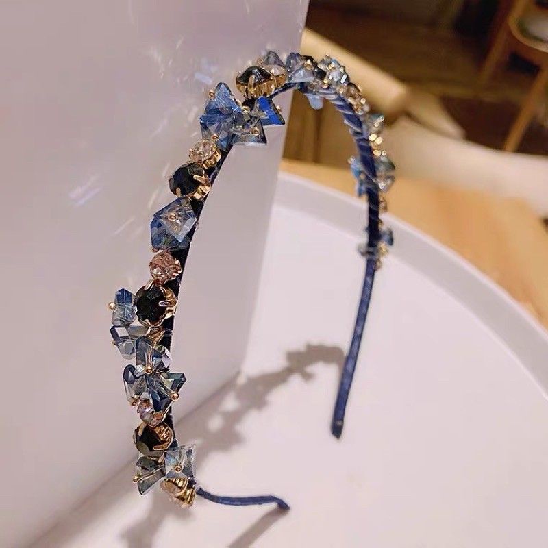 Bờm tóc đính đá xám Hàn Quốc sang chảnh