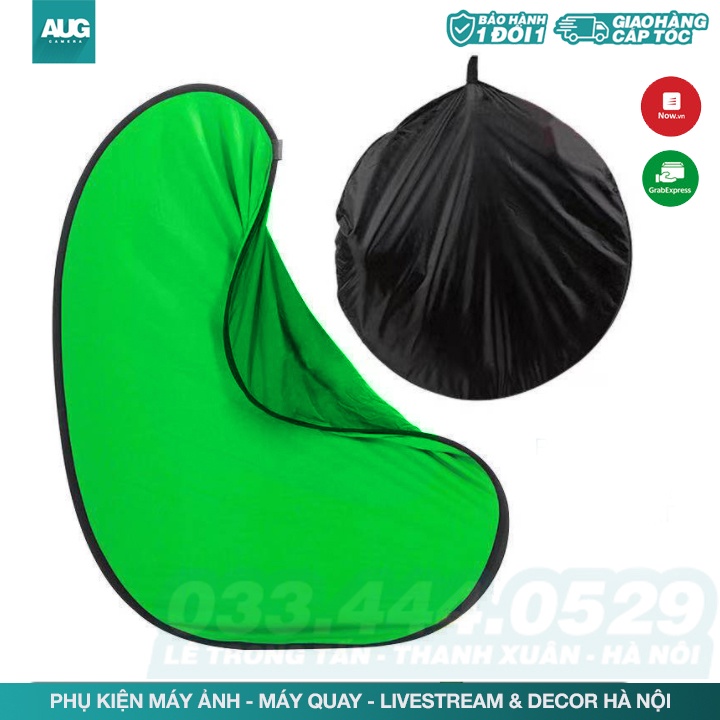 Phông xanh tách nền GẤP GỌN di động 1 mặt màu xanh lá loại tốt 150x200cm - AUG Camera &amp; Decor Hà Nội