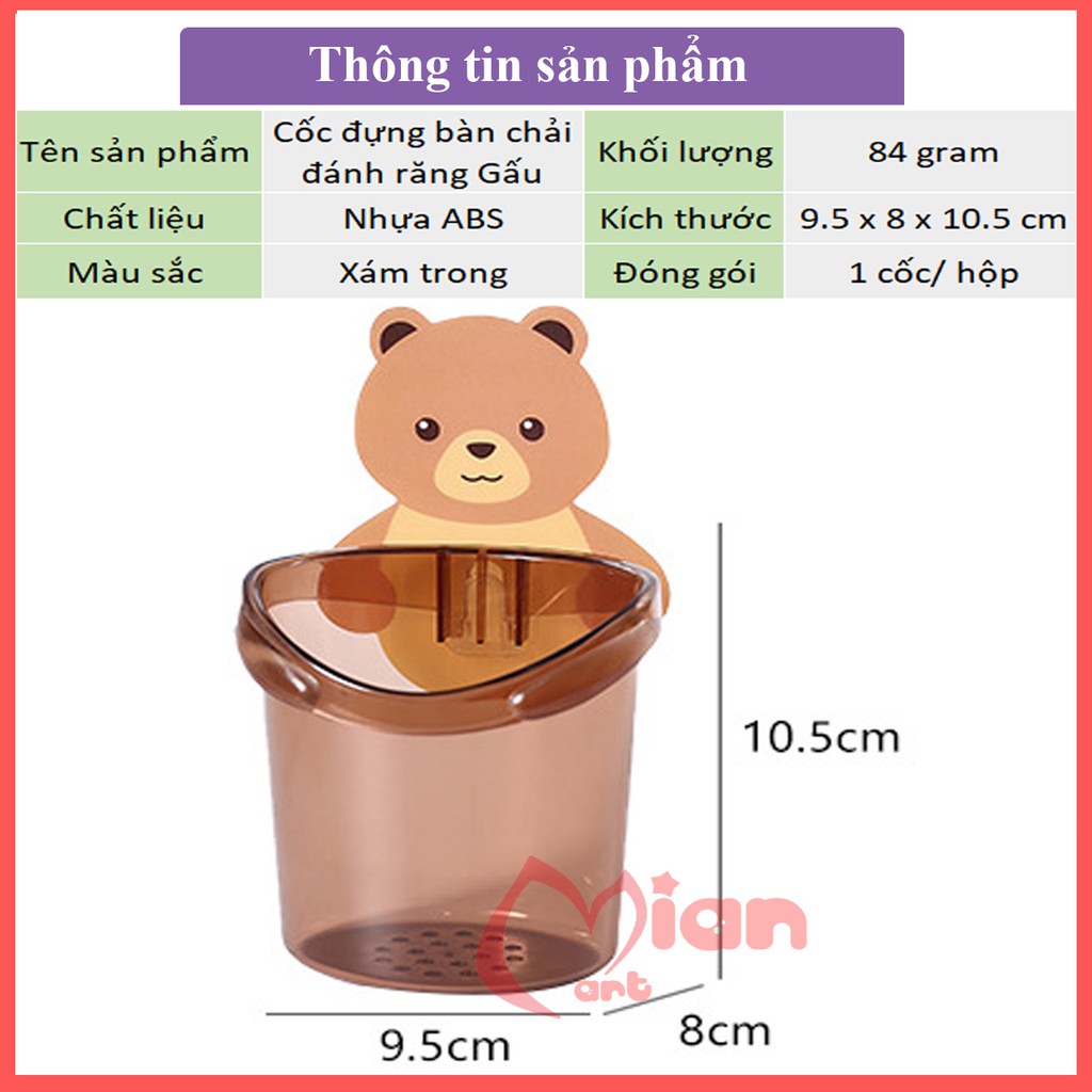 [Giao ngay] Cốc đựng bàn chải, kem đánh răng gắn tường hình gấu - cốc gắn tường hình gấu – MIAN MART