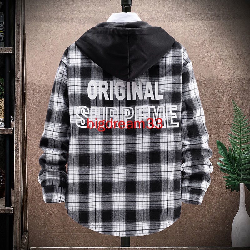 Áo Khoác Sơ Mi Kẻ Ô Vuông Có Mũ Trùm Đầu Phong Cách Hàn Quốc Dễ Phối Đồ Cho Nam | BigBuy360 - bigbuy360.vn