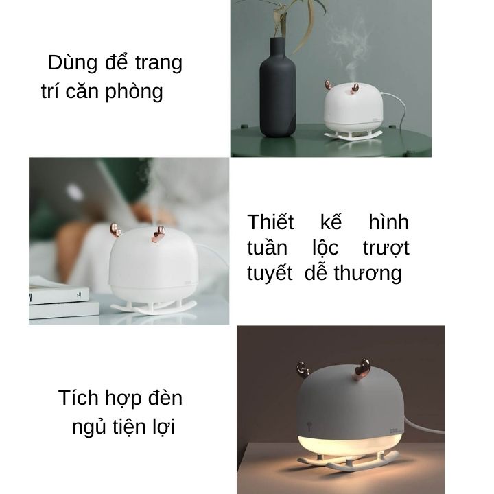 Máy phun sương hình hươu tạo độ ẩm không khí kết hợp đèn ngủ tự động tắt DSHJ-H-009 260ml