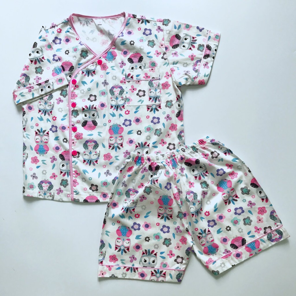 Pijama đùi cho bé trai bé gái vải thô lụa 100% cotton mịn đẹp hút mồ hôi size 10-20kg nhiều mẫu