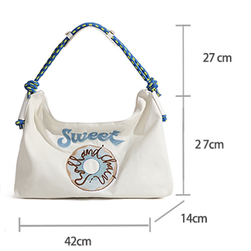 Túi Tote Vải Canvas Thêu Họa Tiết Xinh Xắn Thời Trang