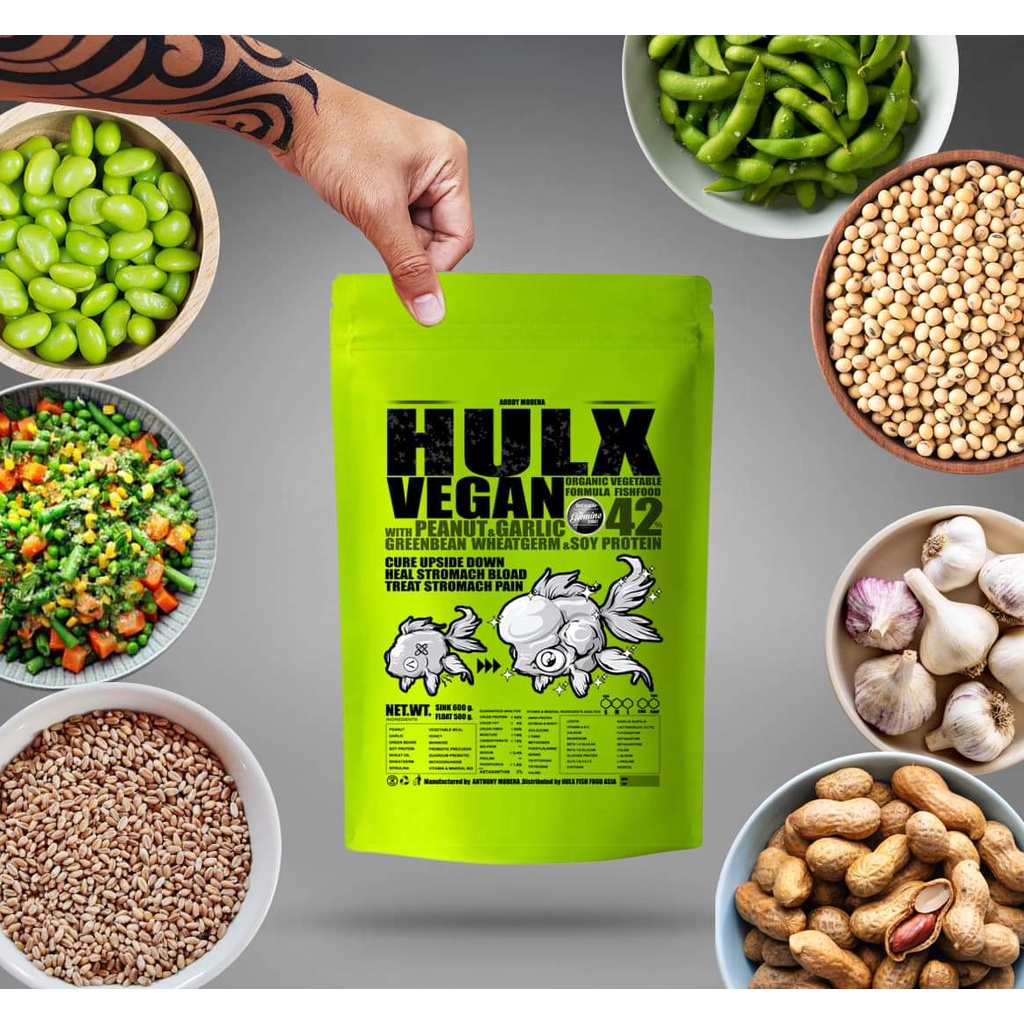 Cám cá vàng Hulx Vegan-công thức Rau xanh Organic hỗ trợ tiêu hóa cho cá!