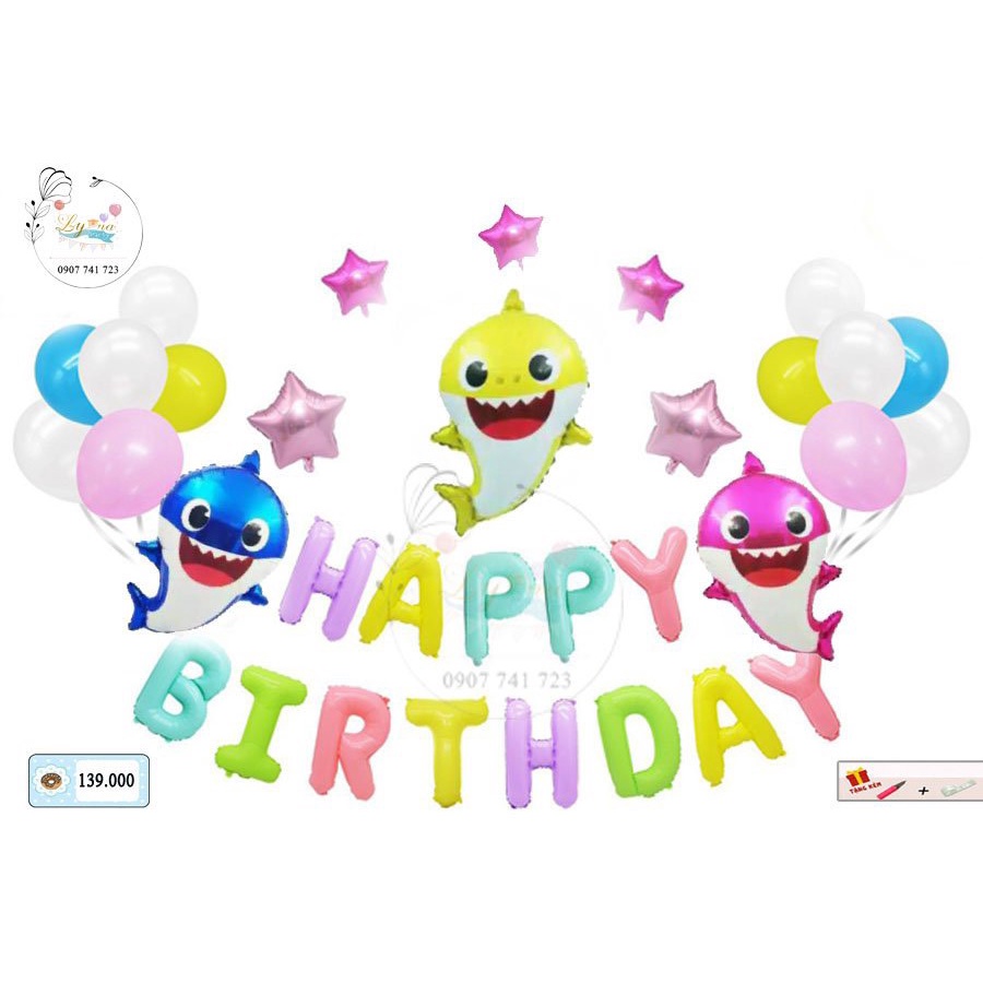 Set Bóng Sinh Nhật Bé Chuột - Baby Shark