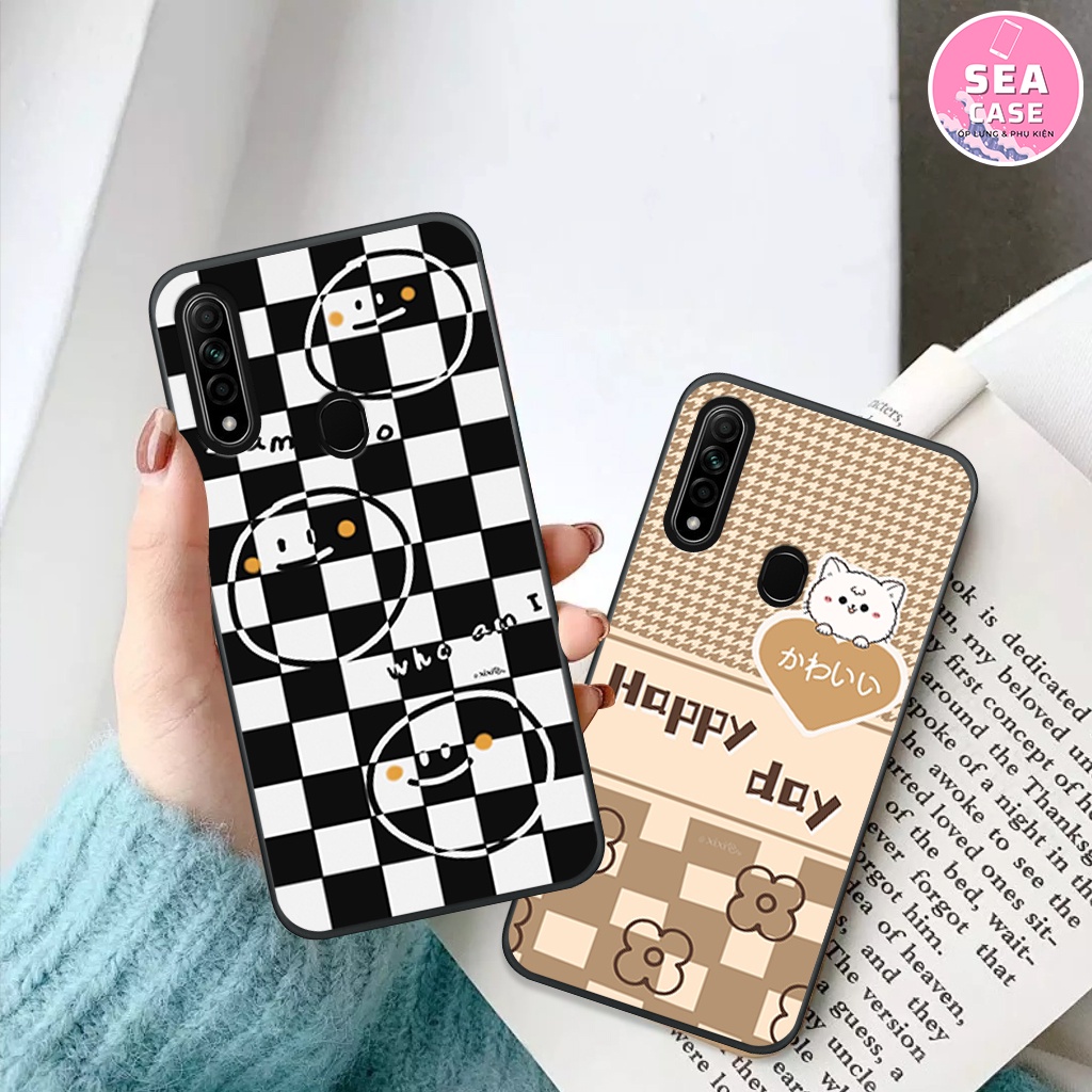 Ốp lưng Oppo A31 hoạ tiết nền kẻ caro thời trang, viền dẻo