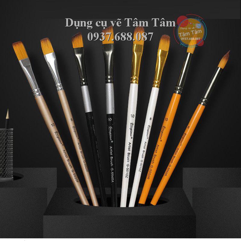 [ TÂM TÂM ] - Bộ cọ 6 cây đầu oval Giorgione G-6010Z (bộ 6 cây) - màu ngẫu nhiên