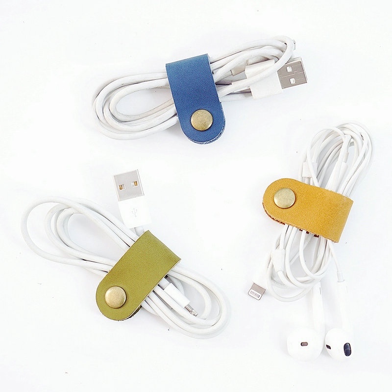 First Layer Cowhide Hub Headset Cable Storage Buckle Buckle Cable Winder