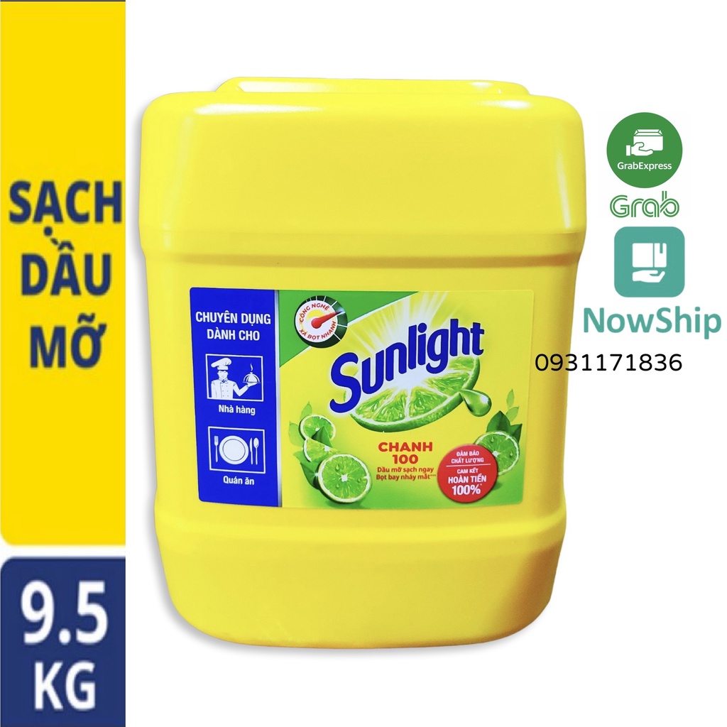 [Hoả Tốc] NƯỚC RỬA CHÉN SUNLIGHT 9.5KG Chanh Can nhựa lớn siêu tiết kiệm