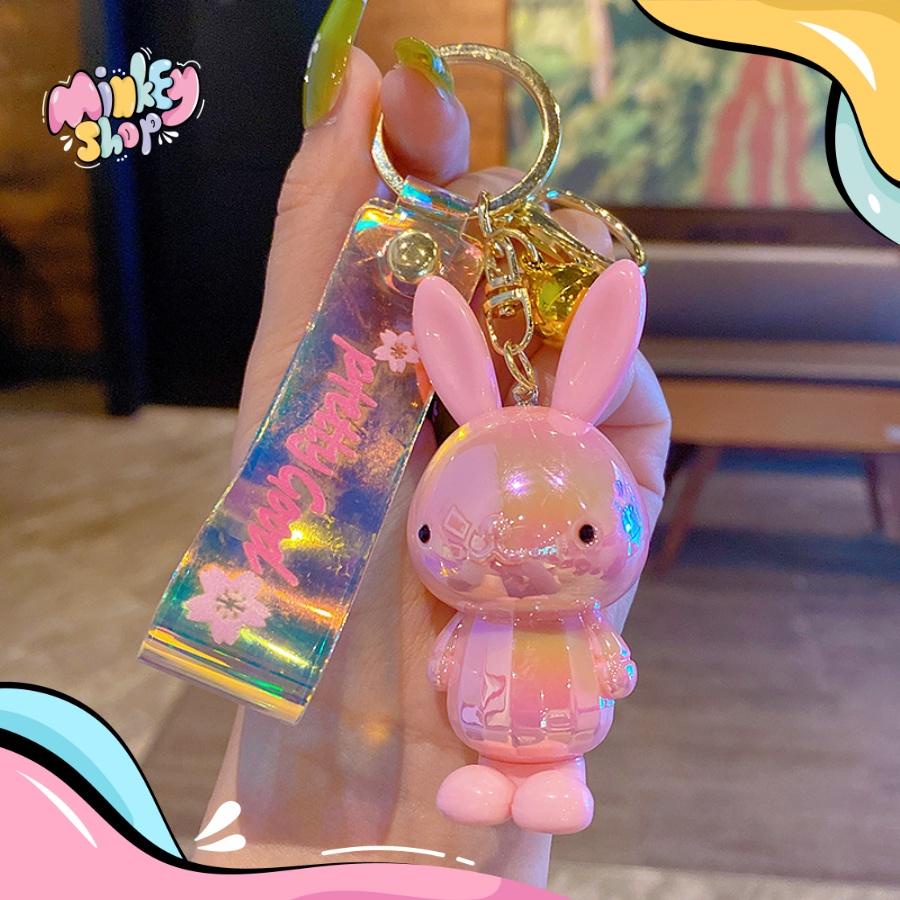 Móc Khoá Tượng Thỏ Pha Lê Pretty Đáng Yêu Nhiều Màu Dễ Thương Phụ Kiện Túi Xách, Balo, Cặp Xách -Minkey