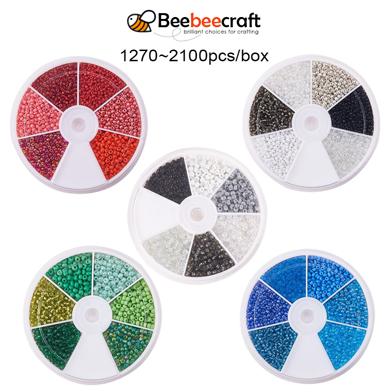 1 Hộp Hạt Tròn Hỗn Hợp Làm Trang Sức