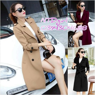 Hàng nhập - Áo khoác nữ kaki lụa manto sang trọng, áo blazer cổ vest đính nút