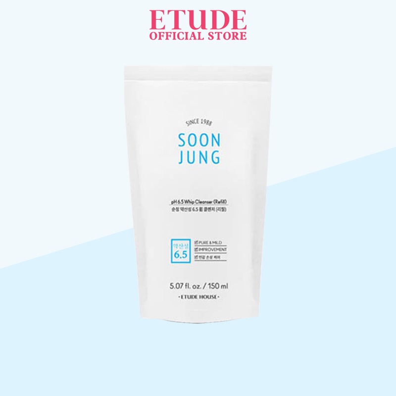 Sữa Rửa Mặt Etude PH 6.5 Làm Sạch Da Hiệu Quả SoonJung pH 6.5 Whip Cleanser Refill 150ml