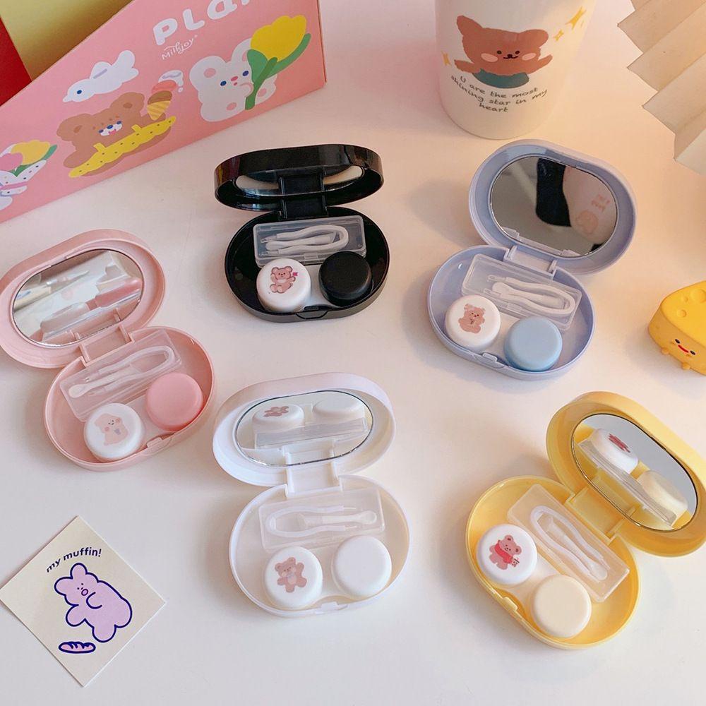 Hộp Đựng Kính Áp Tròng 2life Hình Oval / Gấu Hoạt Hình Mang Đi Du Lịch Tiện Lợi