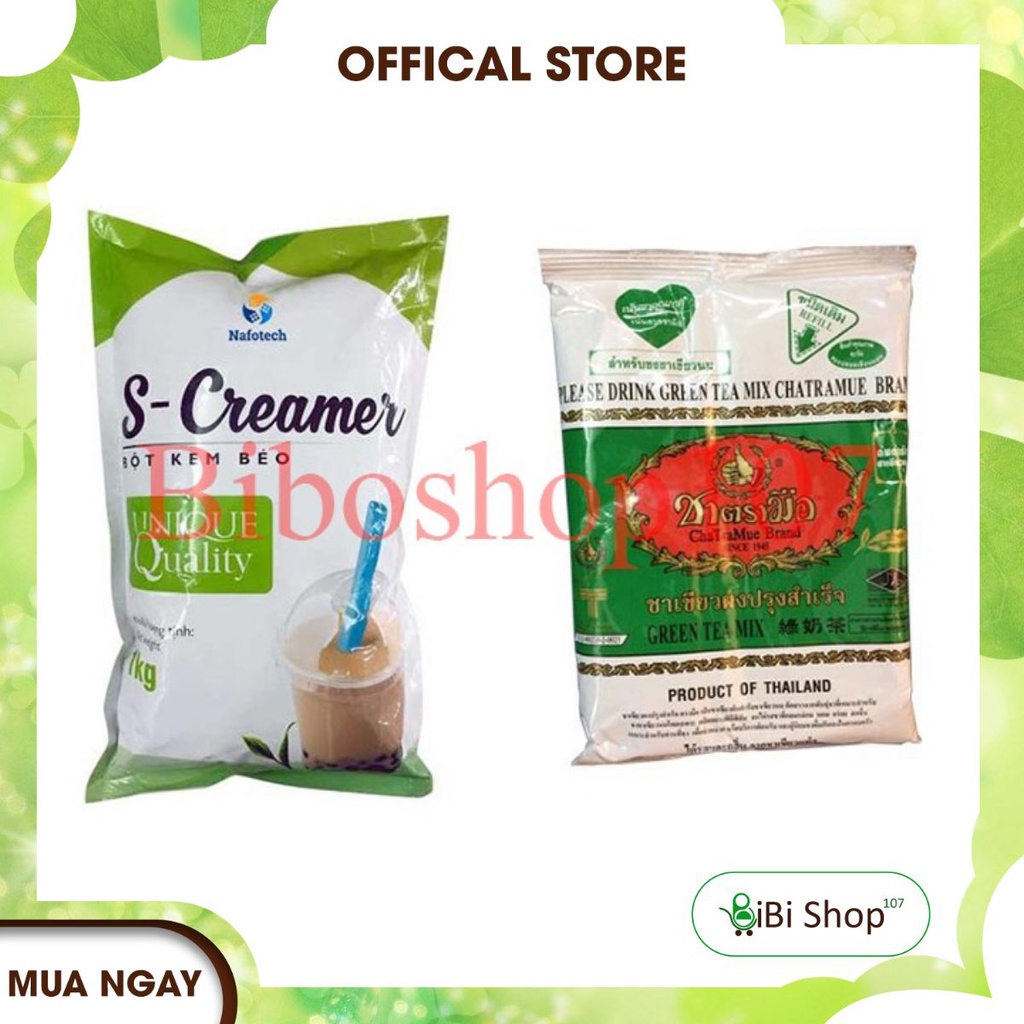 🎶Combo bột kem sữa S-Creamer 1kg + Trà xanh Thái Lan pha trà sữa 200g🎶