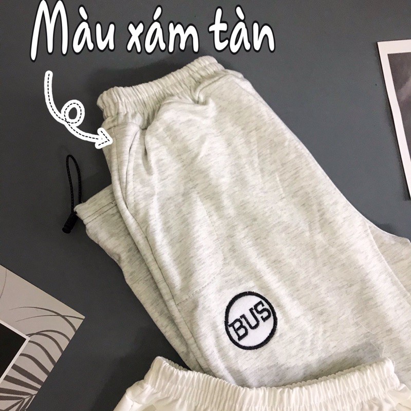 [Mã WAST99 hoàn 12k xu đơn 99k] Quần Jogger Bus Nữ - Quần Thun Ống Rút Dây Thêu Bus Unisex | WebRaoVat - webraovat.net.vn