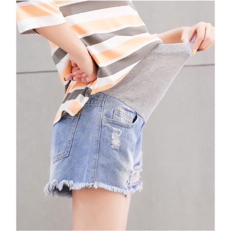 Quần sooc bầu chất jean cao cấp loại1 co giãn❤️quần bầu short có đáp bụng☘️có chun chỉnh to nhỏ