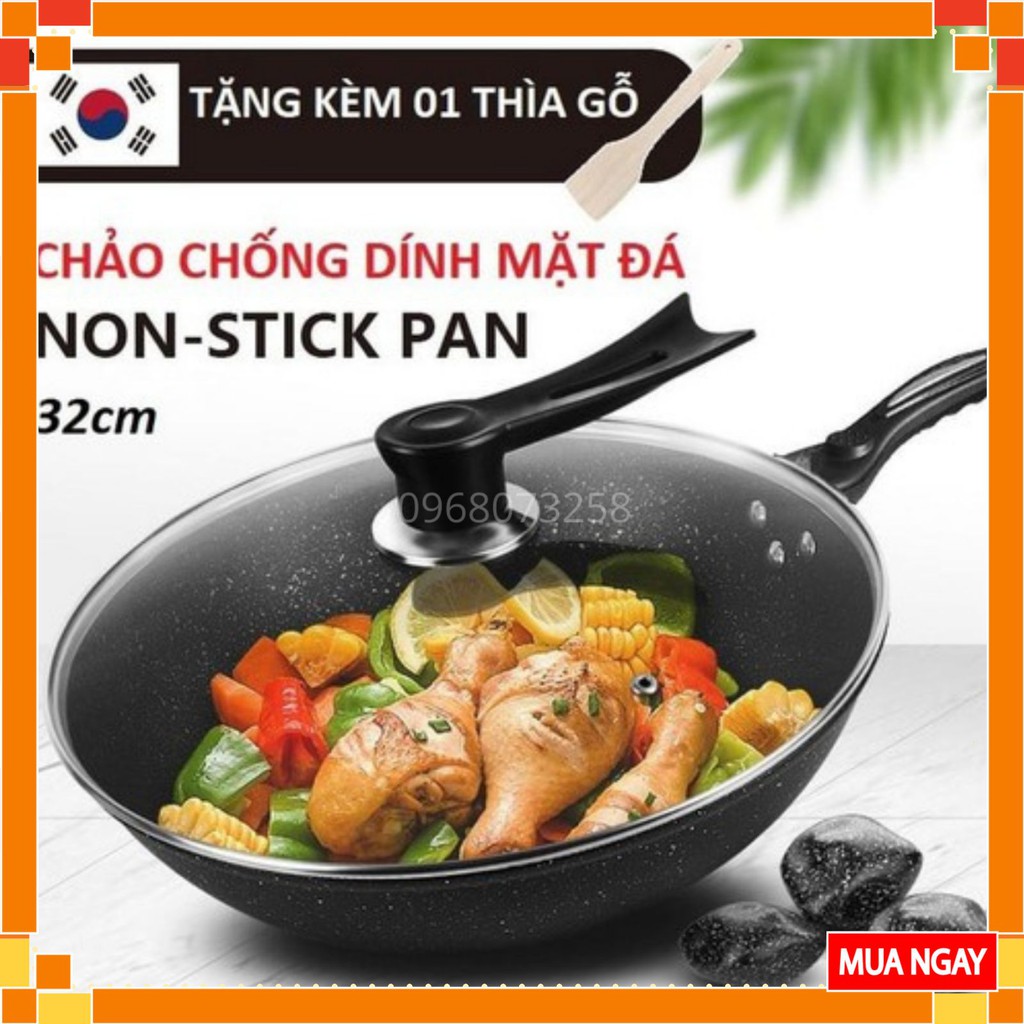 Chảo Đá Chống Dính Sâu Lòng Bếp Từ Có Nắp Siêu Bền Đá Sâu Coopia Hàn Quốc Dùng Tất Cả Loại Bếp