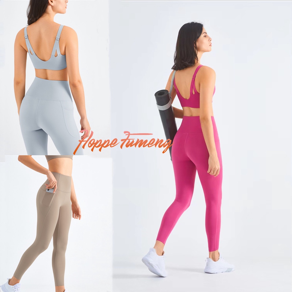 Quần tập yoga HOPPE FUMENG lưng cao có túi năng động thời trang dành cho nữ