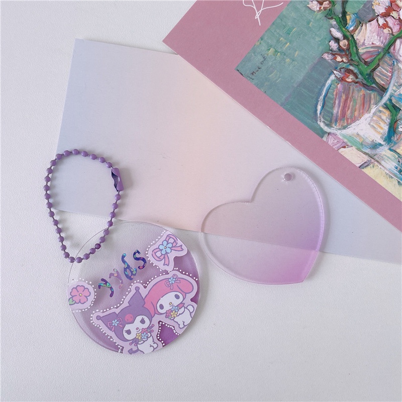 Peach Acrylic gradient color disc  DIY decorative keychain pendant