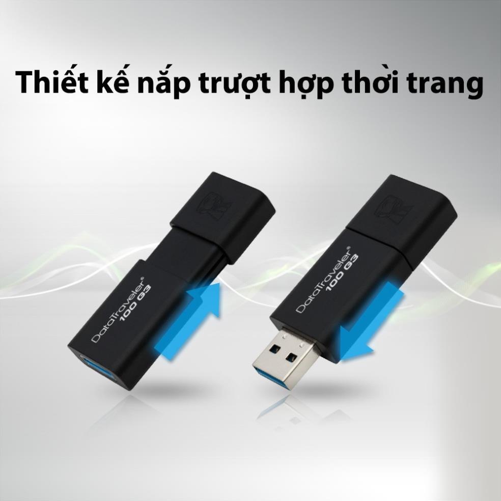 Usb Kingston DT100G3 dung lượng 64gb 32gb 16gb ,USB 3.1/3.0 tốc độ cao 100 MB/s, có nắp trượt