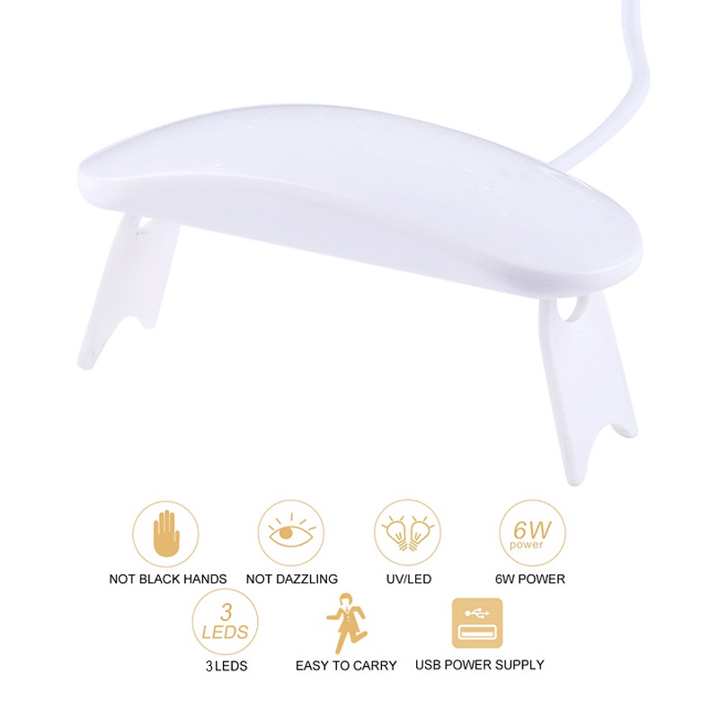 Đèn hong khô sơn móng tay mini 3 bóng led gel 6W