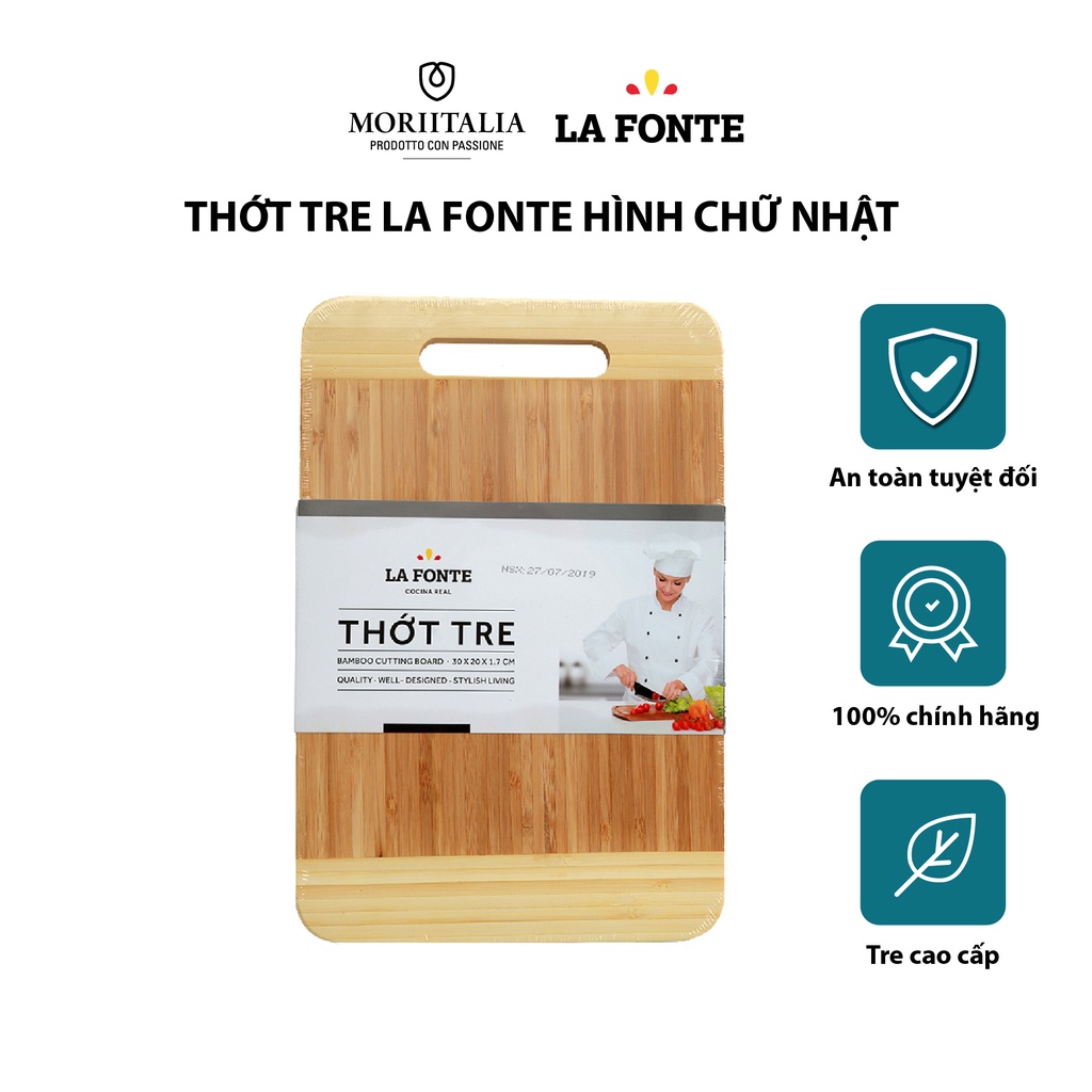 [Mã BMBAU50 giảm 7% đơn 99K] Thớt tre đầu bếp La Fonte tiện lợi kháng khuẩn Moritalia 180640