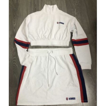 (BIGSIZE) Áo Khoác / Chân Váy Cotton Da Cá F21 Lỗi Nhẹ Trắng Thêu K-SWISS - Size 3X