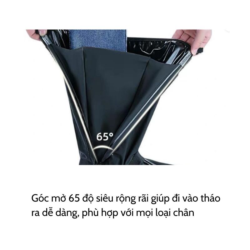 Ủng đi mưa HATTIES, bọc giày đi mưa cổ cao chất liệu PVC cao cấp có khóa kéo tiện lợi UDM01