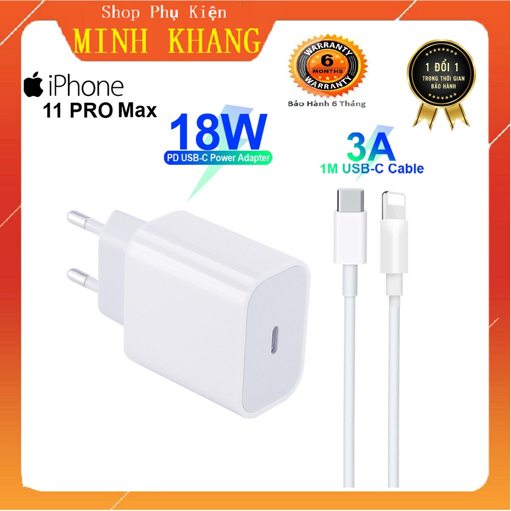 [Free Ship] Bộ Củ Cáp Sạc Iphone 18W PD-TypeC to Lightning 11 Pro Max Zin - Bảo Hành 12 Tháng