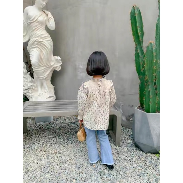 Áo sơ mi dài tay hoa nhí be cho bé gái cao 90-140cm, nặng 10-30kg