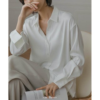 Áo sơ mi cotton lụa trơn