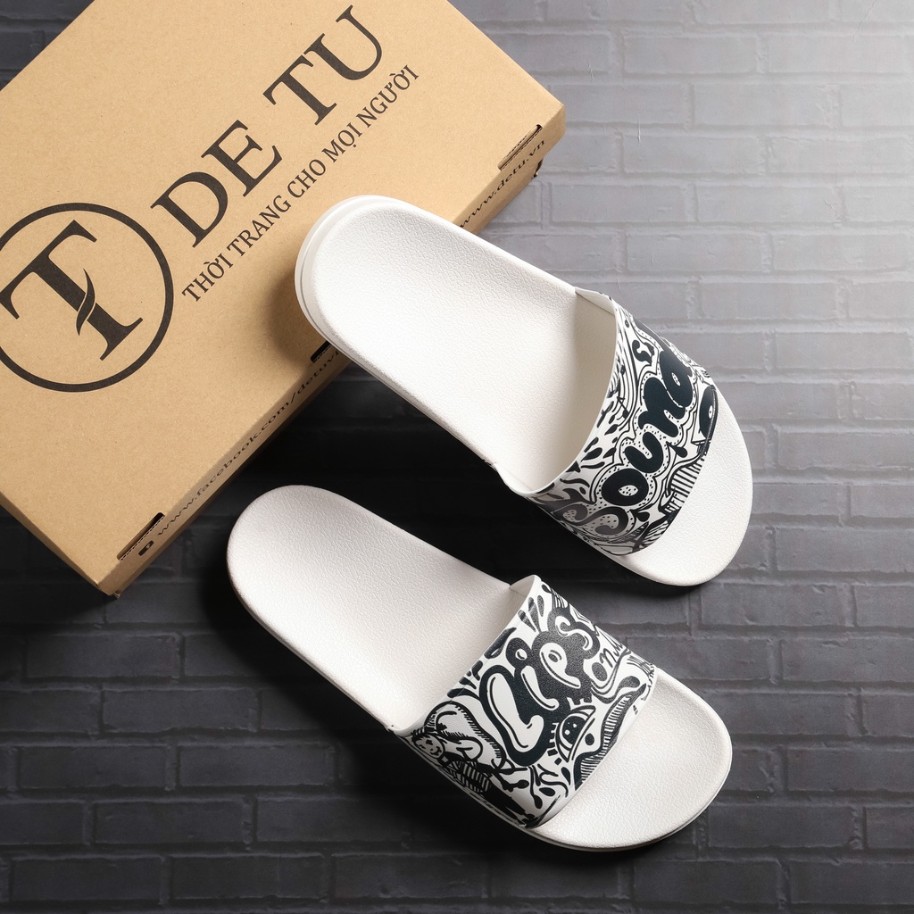 Dép Quai Ngang Unisex DETU DNT10 đế trắng quai trắng