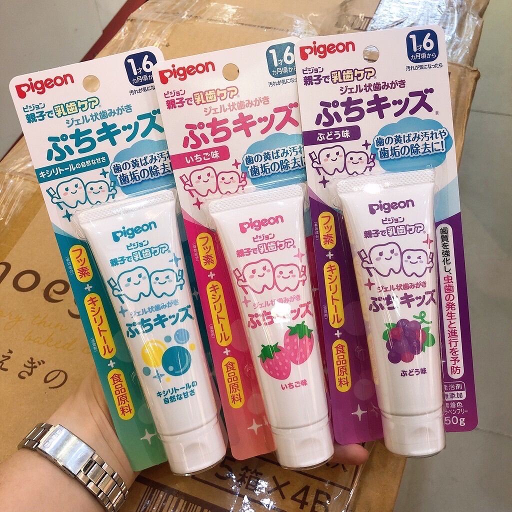 Kem đánh răng PIGEON bị nho / dâu cho bé từ 1-6 tuổi hàng nhật