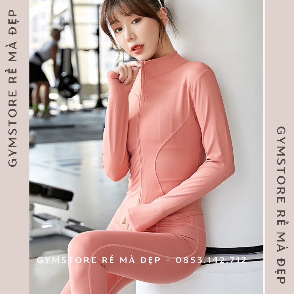 Áo khoác tập gym tập yoga thể thao nữ áo dài tay giá rẻ Gymstore 011