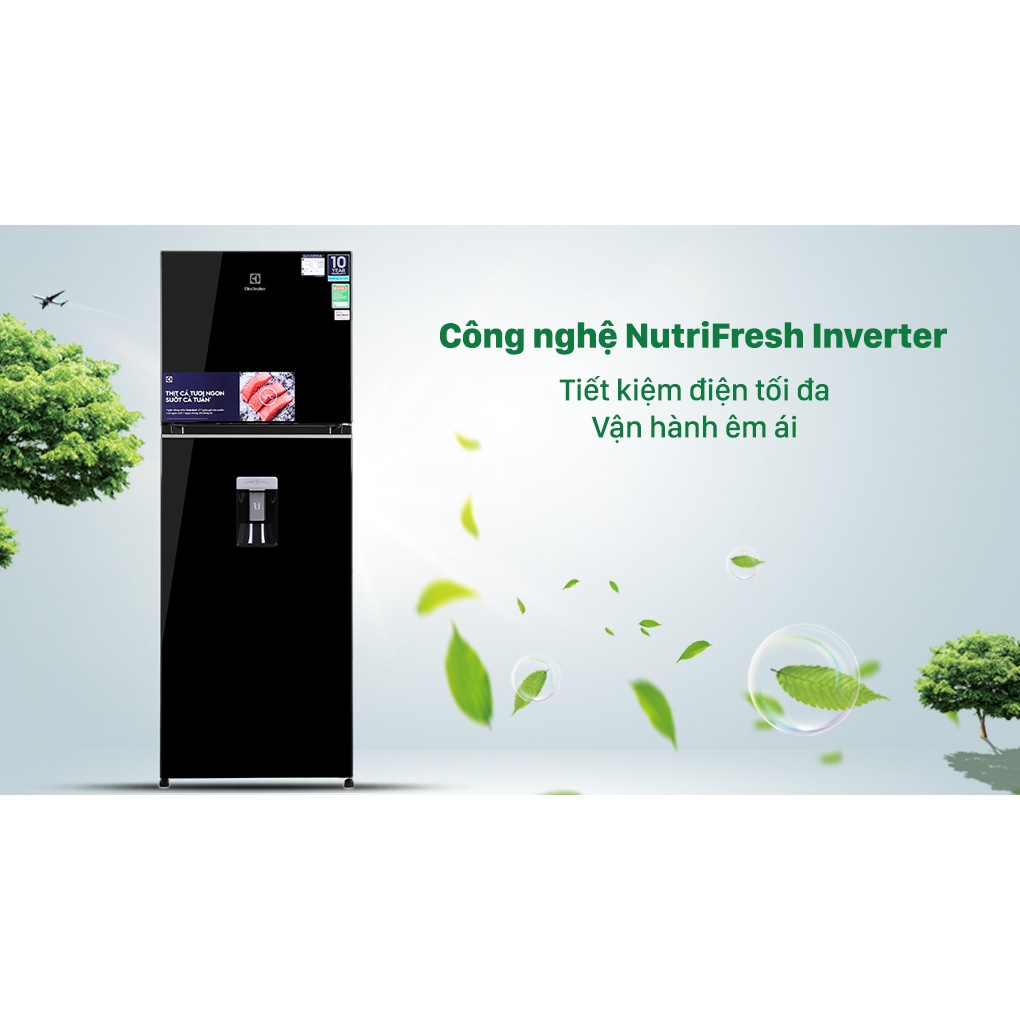 Tủ lạnh Electrolux Inverter 312 lít ETB3440K-H - Đen bóng, 2 cánh, dung lượng lớn