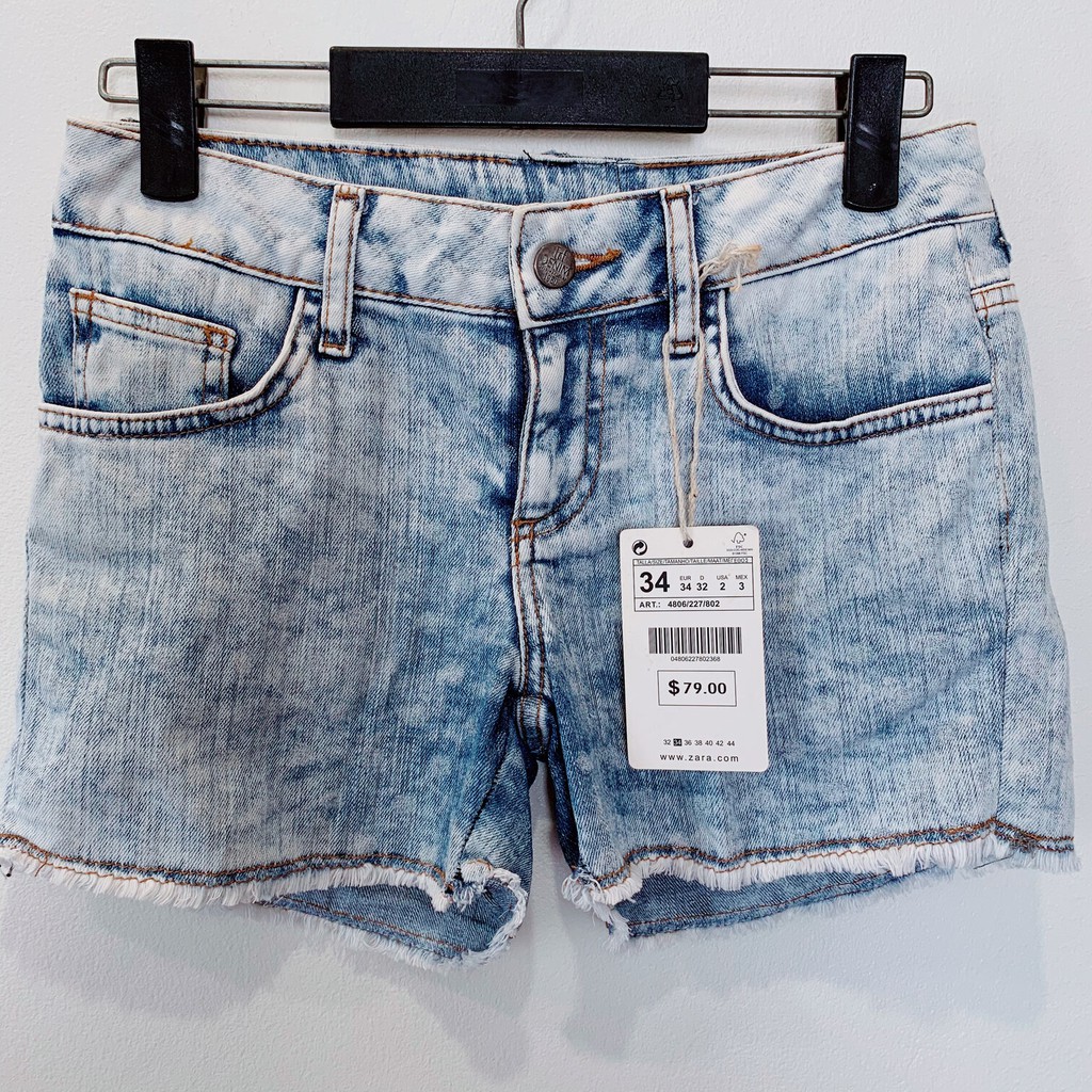 QUẦN SHORT NỮ - ZARA TRAFALUC JEANS - SIZE 34/32/2 - XANH DƯƠNG - CẠP THƯỜNG - 2 TÚI TRƯỚC 2 TÚI SAU - FIT LADY