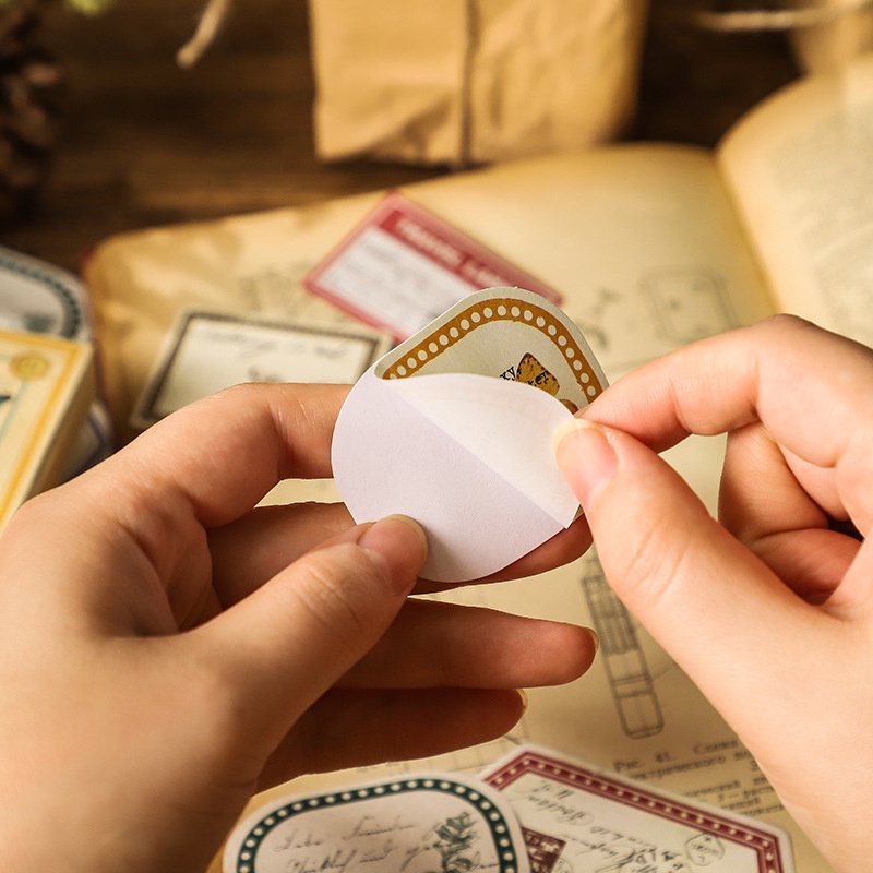 Hộp 40 Tờ Miếng Dán Sáng Tạo Phong Cách Retro Trang Trí Sổ Tay diy