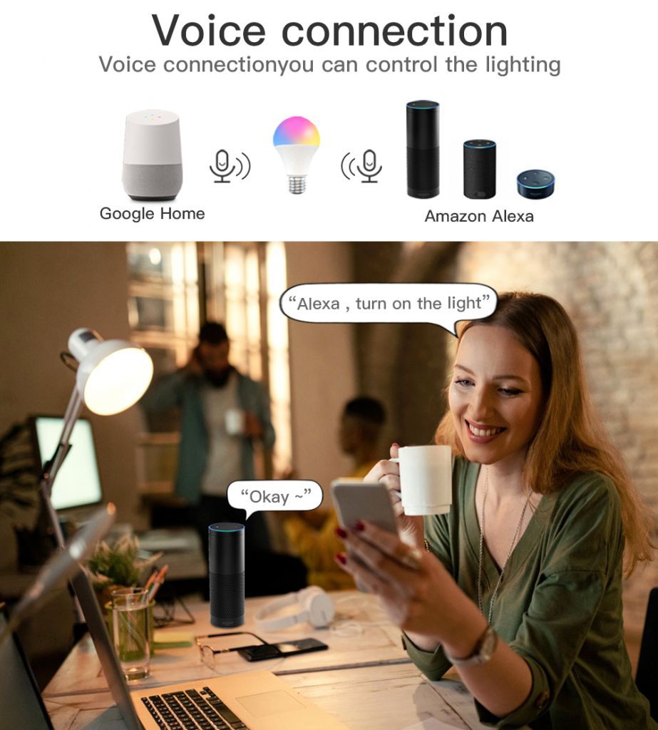 Bóng Đèn Thông Minh 15w Wifi E27 B22 Rgb + Cct Điều Khiển Bằng Giọng Nói Qua Alexa Google