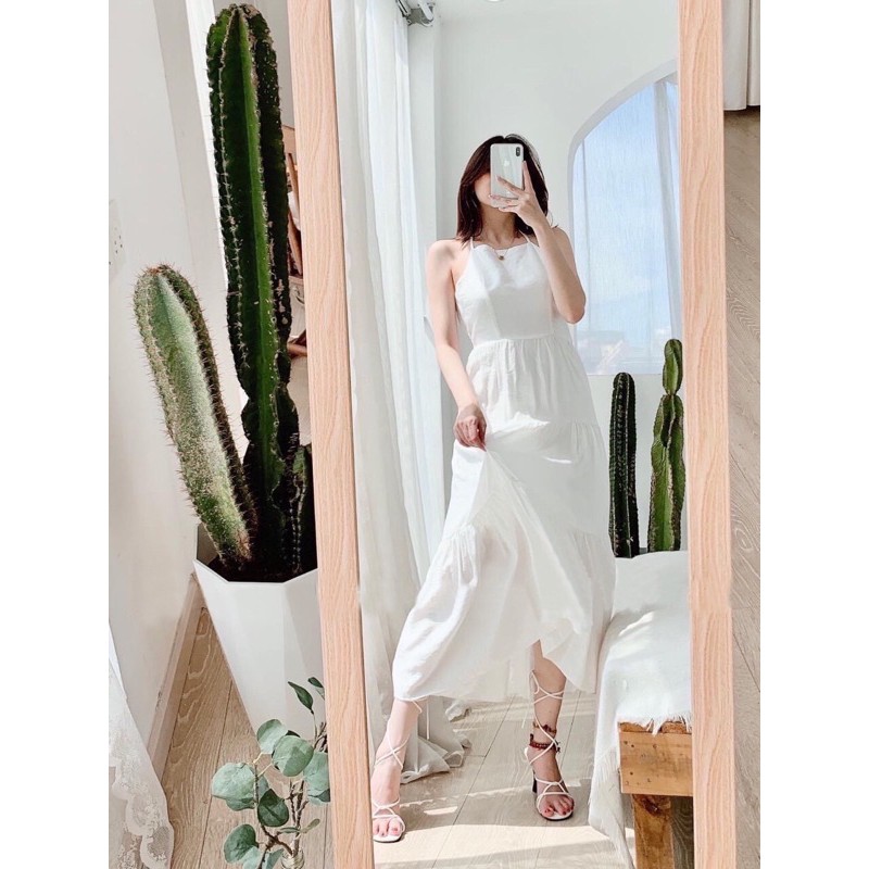 Đầm váy yếm trắng 3 tầng (kèm hình thật)