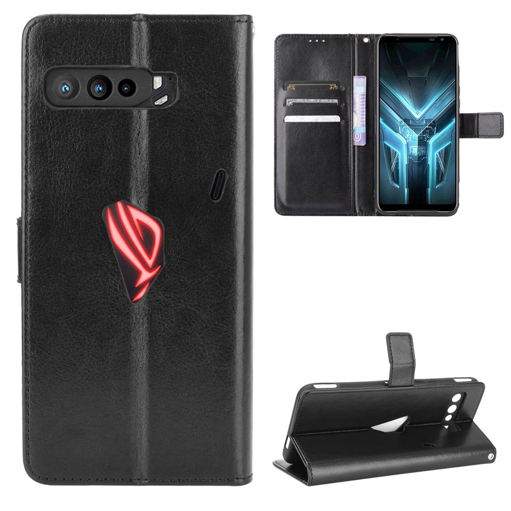 Vỏ da PU Crazy Horse sang trọng ASUS ROG Phone 3 ZS661KS Flip Cover ROG Phone3 Dây giữ thẻ Ví