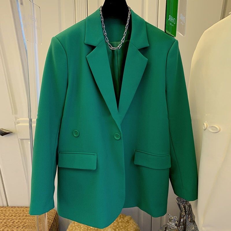Áo Blazer Màu Xanh Lá Dáng Xuông 2 Lớp - Elisa Store