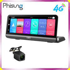 Camera hành trình Phisung P03 đặt taplo ô tô 4G, wifi, 8 inch tích hợp cam lùi Mã P03
