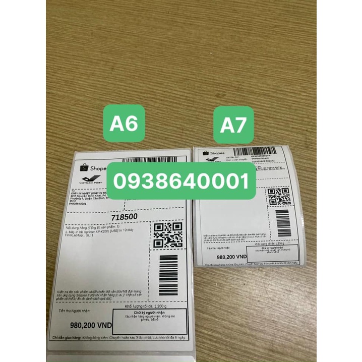 Giấy In Đơn Hàng Shopee khổ A7- In Đơn Hàng TMĐT 75x100