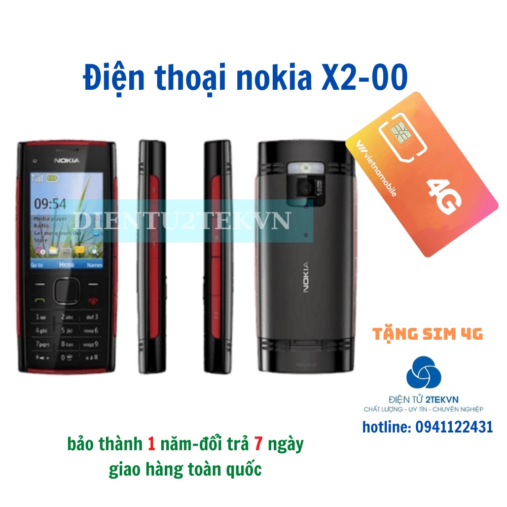 Điện thoại Nokia cổ X2-00 kèm pin sạc -bảo hành 12 tháng