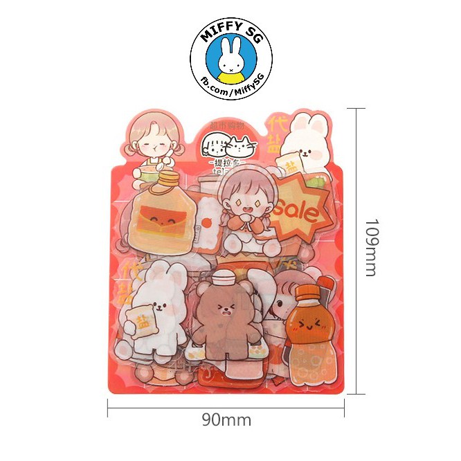 [TELADO] Túi 40 sticker PET không thấm nước hoạt hình xinh yêu thương chủ đề gấu con MINI ABU